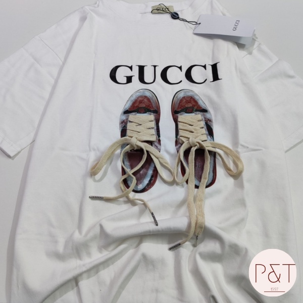 Áo Phông Nữ Chất Cotton Dày Dặn Hình Đôi Giày Dáng Rộng