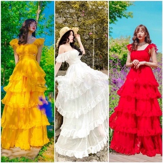 CLIP+HÌNH❤️ Đầm công chúa -Váy maxi trễ vai bèo nhiều tầng (nhiều màu sắc)