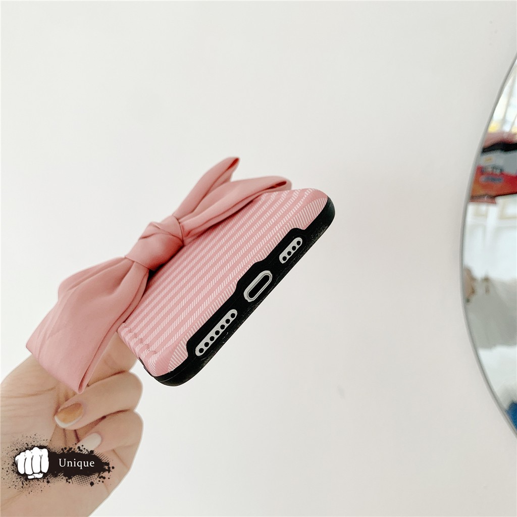 Ốp Điện Thoại Lụa Màu Hồng Đính Nơ Xinh Xắn Phong Cách Nhật Bản Cho 12 / 11pro / Max Apple X / Xs / Xr / Mini Mobile | BigBuy360 - bigbuy360.vn