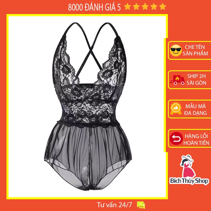 Bodysuit ren hoa xuyên thấu xẻ đáy dây chéo lưng quyến rũ BT3222 | WebRaoVat - webraovat.net.vn