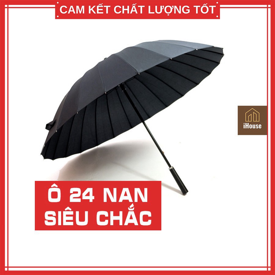 Dù đi mưa chống lật, Ô che mưa nắng cao cấp 24 nan chơi golf, Ô dù UV hàng đẹp loại tốt màu đen đỏ iHouse