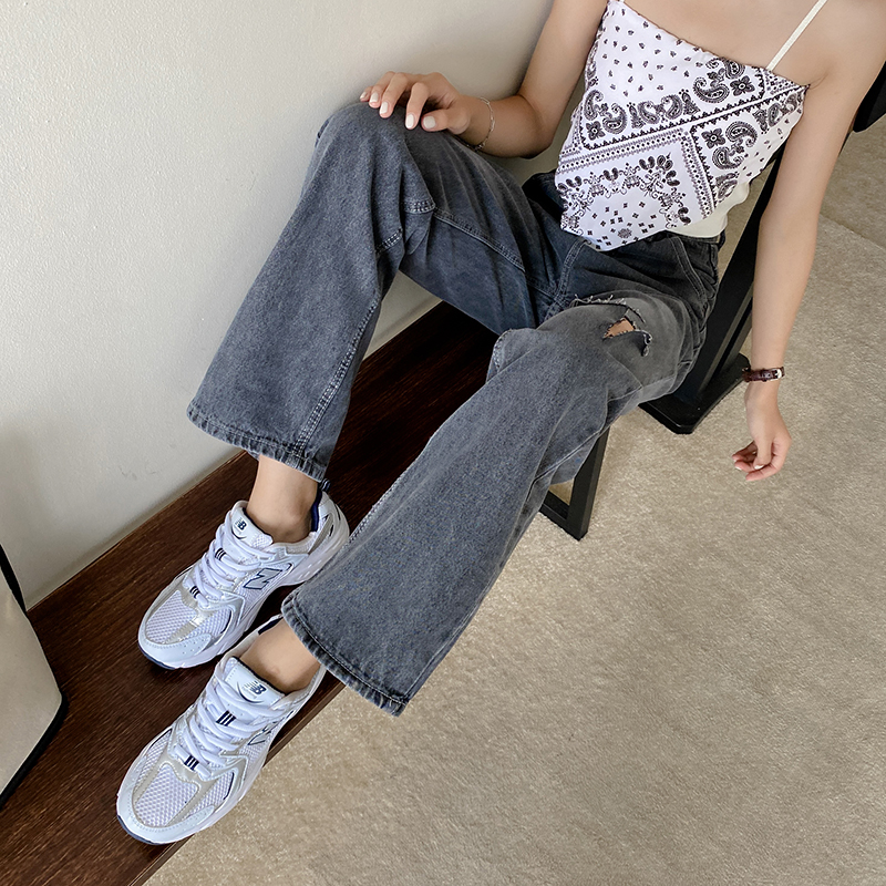 Quần Jeans Nữ Lưng Cao Mài Rách Thời Trang