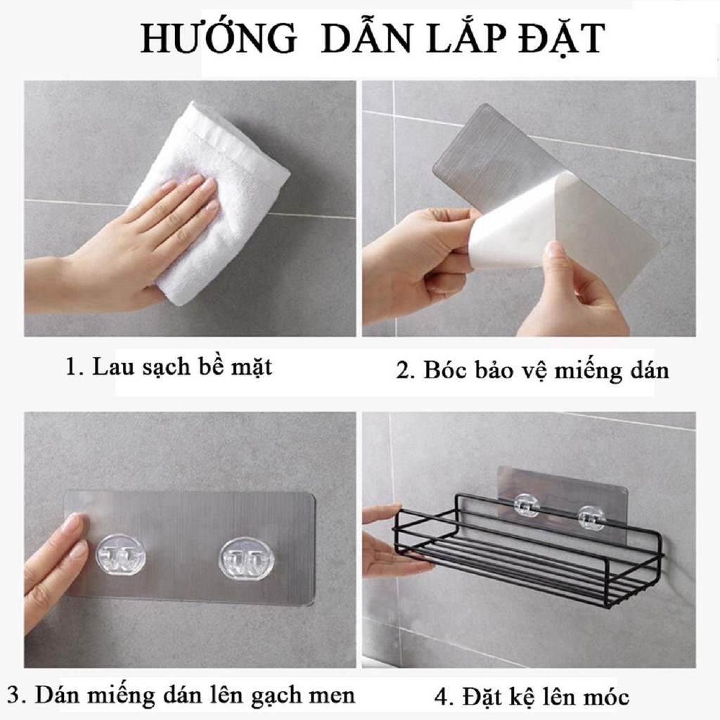 Kệ để đồ nhà tắm, kệ để đồ nhà bếp,  đa năng dán tường chữ nhật, đựng gia vị gắn tường, đựng đồ phòng ăn không gỉ