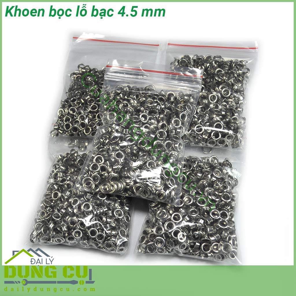 Túi 500 khoen ore màu bạc kích thước 4-5-6mm