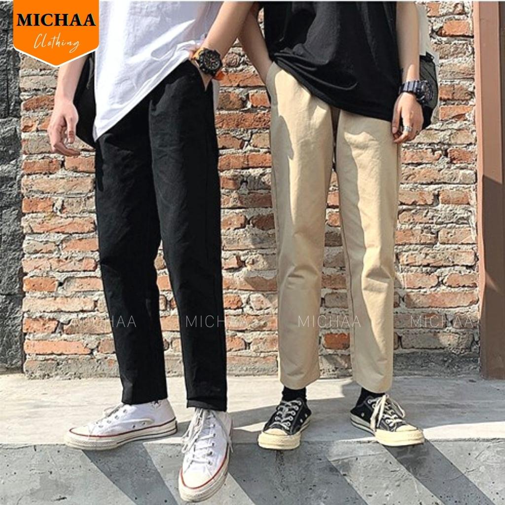 Quần KAKI TRƠN Nam Nữ Unisex Vải Loại 1 Co Giãn, Quần Bagge Kaki Ống Rộng Suông - MICHAA