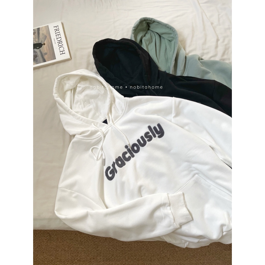 NOBITA HOME - ÁO HOODIE THÊU CHỮ GRACIOUSLY