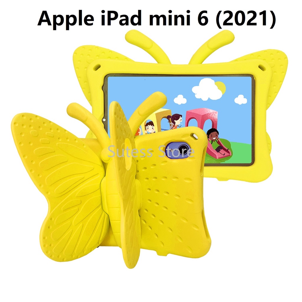 Ốp máy tính bảng EVA chống sốc chống rơi hình bướm 3D có giá đỡ cho iPad Mini 6