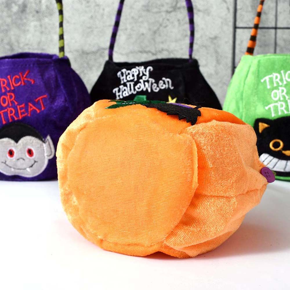 Túi đựng kẹo hình quả bí ngô nhiều màu sắc trang trí halloween cho trẻ em