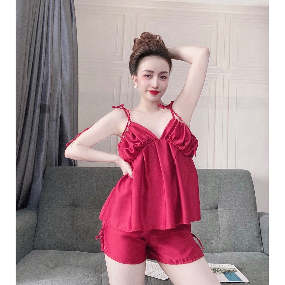 Đồ ngủ sexy /Set xếp ly ngực chất liệu lua satin cao cấp , freesize dưới 65 kg | BigBuy360 - bigbuy360.vn