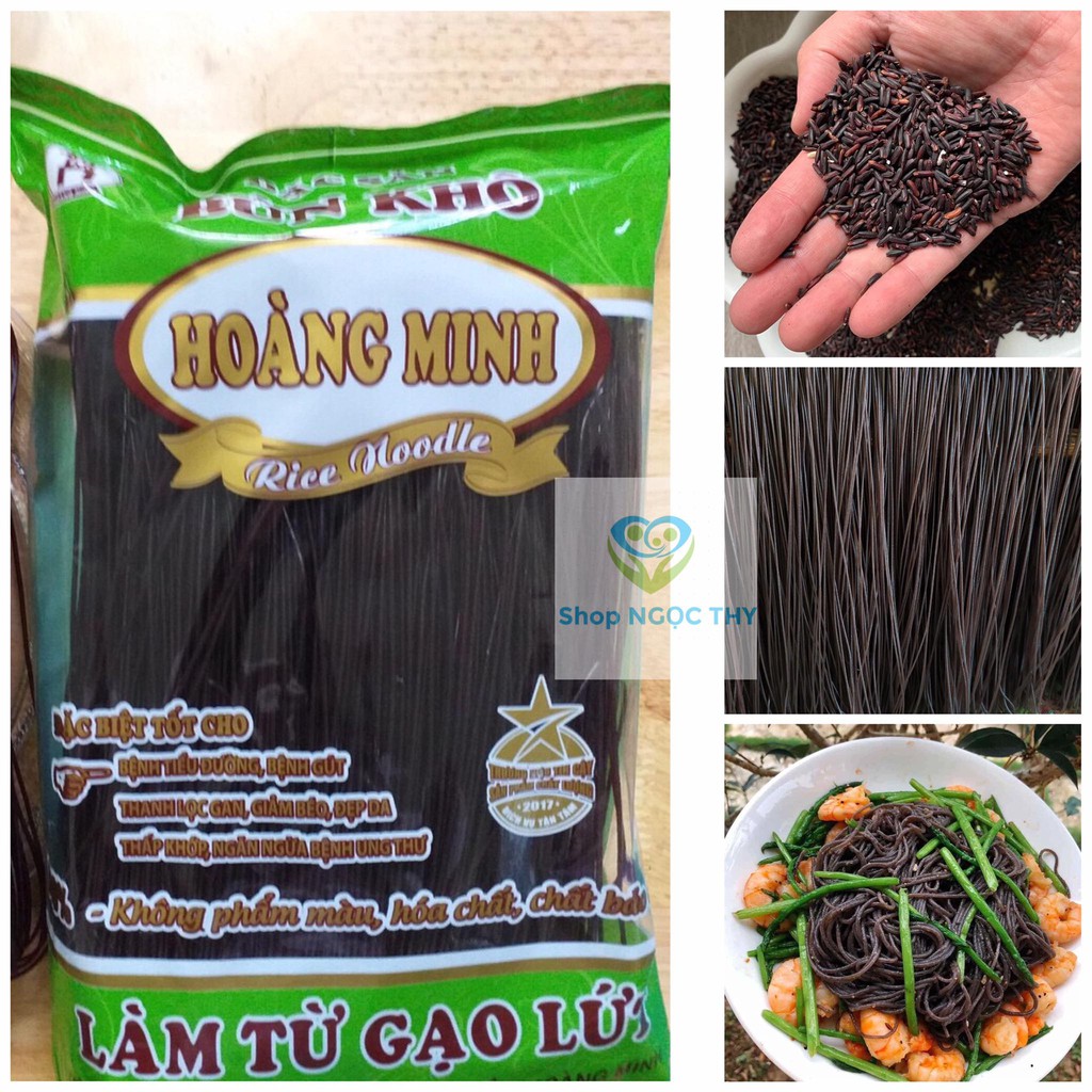 Bún gạo lứt ĐEN (huyền mễ) Hoàng Minh 500gr/gói, bún gạo lức dai ngon eatclean giảm cân healthy