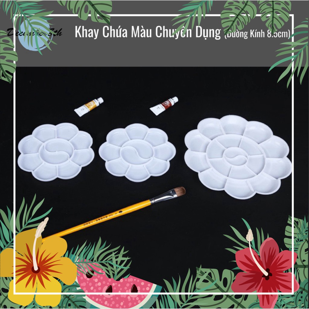 uuuuuuuuuuuuuuu Khay Pha Màu - Chứa Màu Palette Hình Hoa Chuyên Dụng Cho Màu Nước - Màu Arcrylic Đường Kính 8.5 cm uuuuu