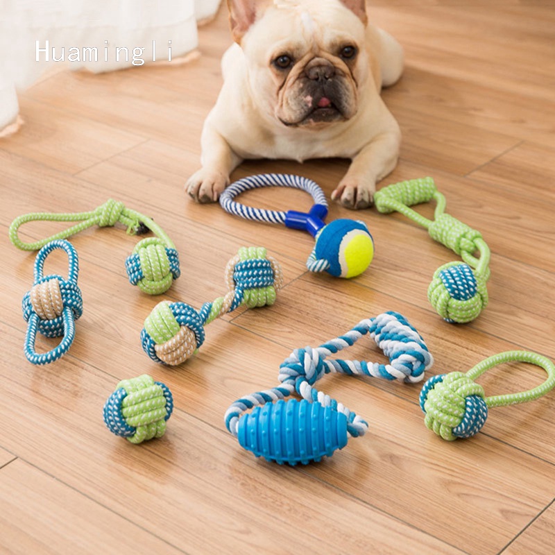 Đồ chơi nhai gặm bằng dây thừng cotton chống cắn làm sạch răng cho cún cưng cỡ nhỏ