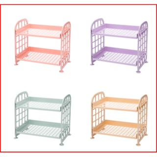 (Sẵn màu tím) Kệ Nhựa Mini 2 Tầng Để Đồ Bàn Làm Việc/Bàn Học/Bàn Phấn