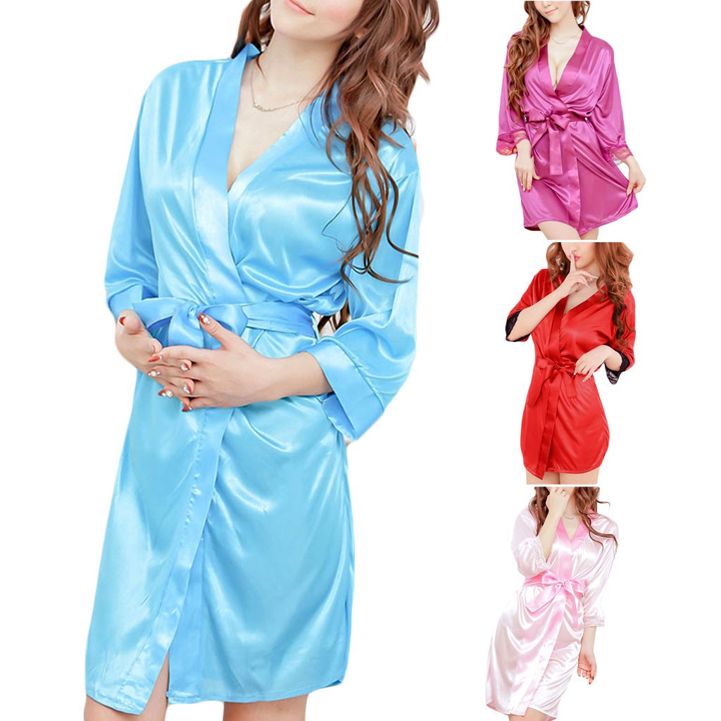 Áo choàng tắm kiểu kimono cổ chữ V gợi cảm cho nữ