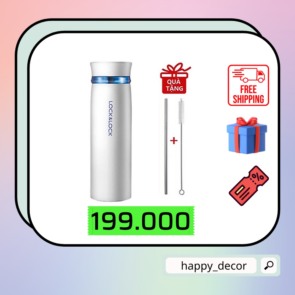 🎁 QUÀ NGẪU NHIÊN 🎁💥 Bình giữ nhiệt Lock&Lock 450ml Feather Light LHC4131 💥 Thép không gỉ + Lưới lọc trà - Chính Hãng 🎁