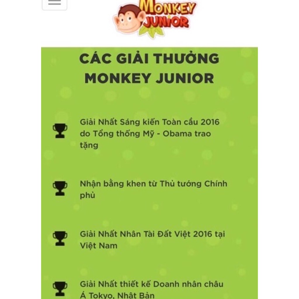 Monkey Junior trọn đời tặng Kids up 15 tháng or Monkey stories 1 năm