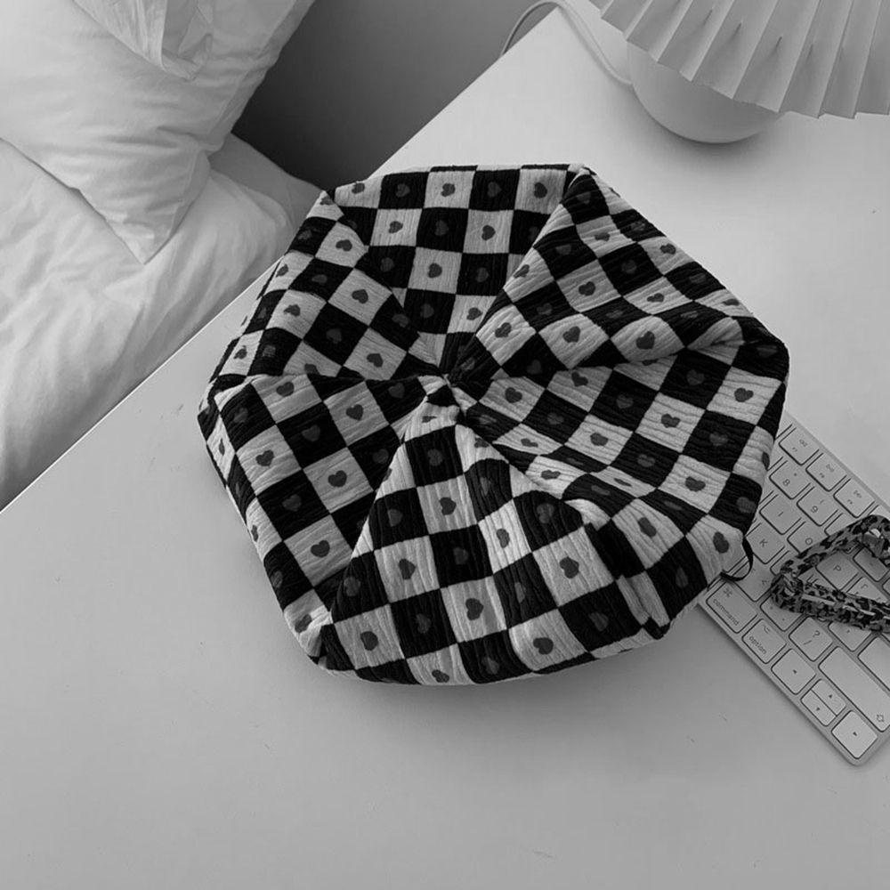 Mũ Nồi Vải Nhung Kẻ Sọc Caro Ấm Áp Thời Trang Thu Đông Cho Nữ