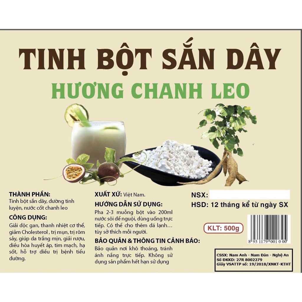TINH BỘT SẮN DÂY CHANH LEO  - 140K/500G