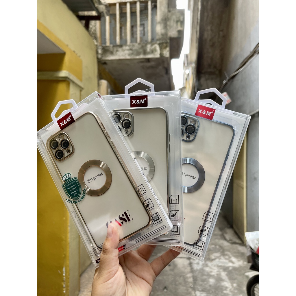 CHÍNH HÃNG Ốp lưng DẺO X&amp;M viền màu bảo vệ Camera phủ kính viền vuông iPhone X XS 11 12 13 PRO MAX