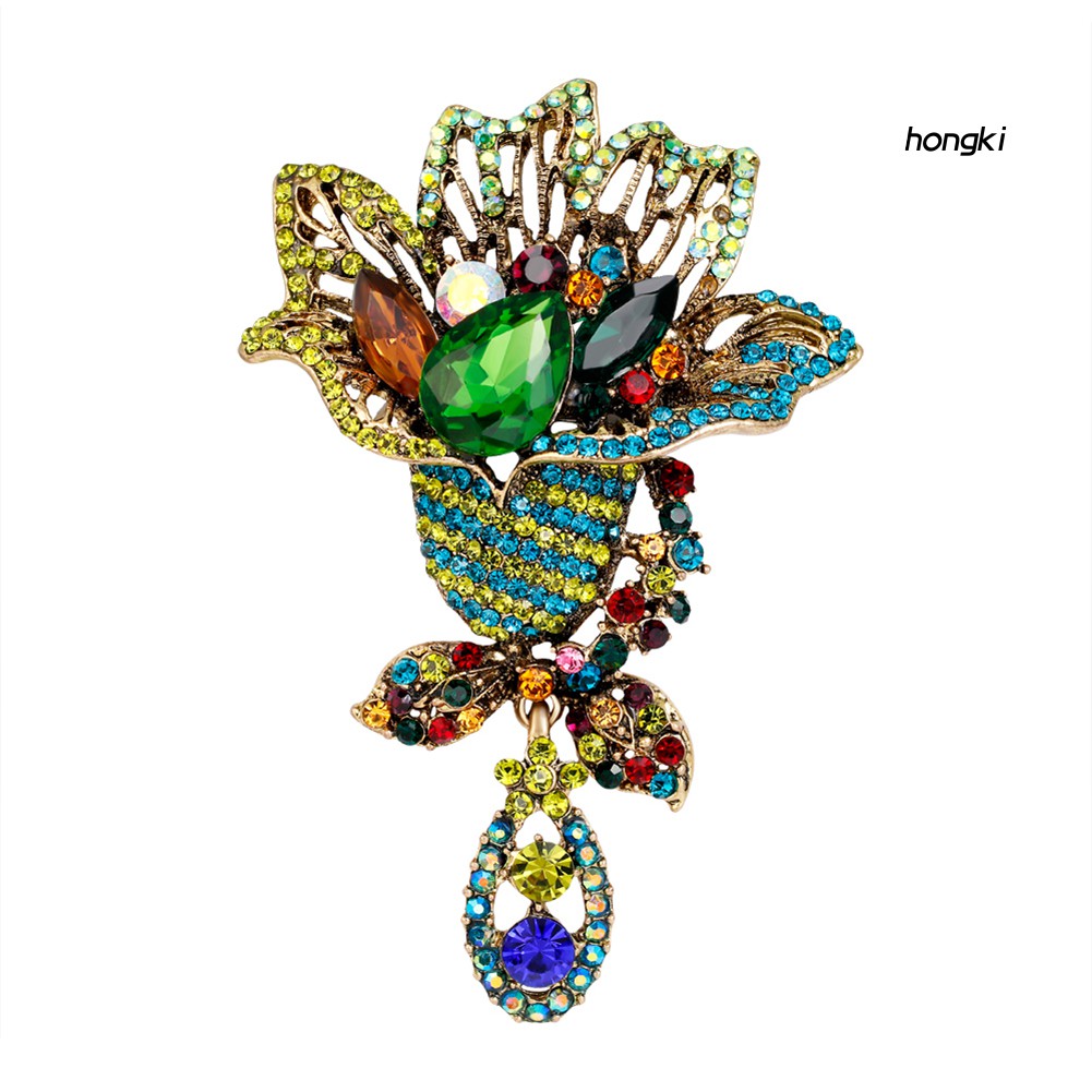 (Hàng Mới Về) Trâm Cài Áo Hình Hoa Đính Đá Nhiều Màu Sắc Thời Trang