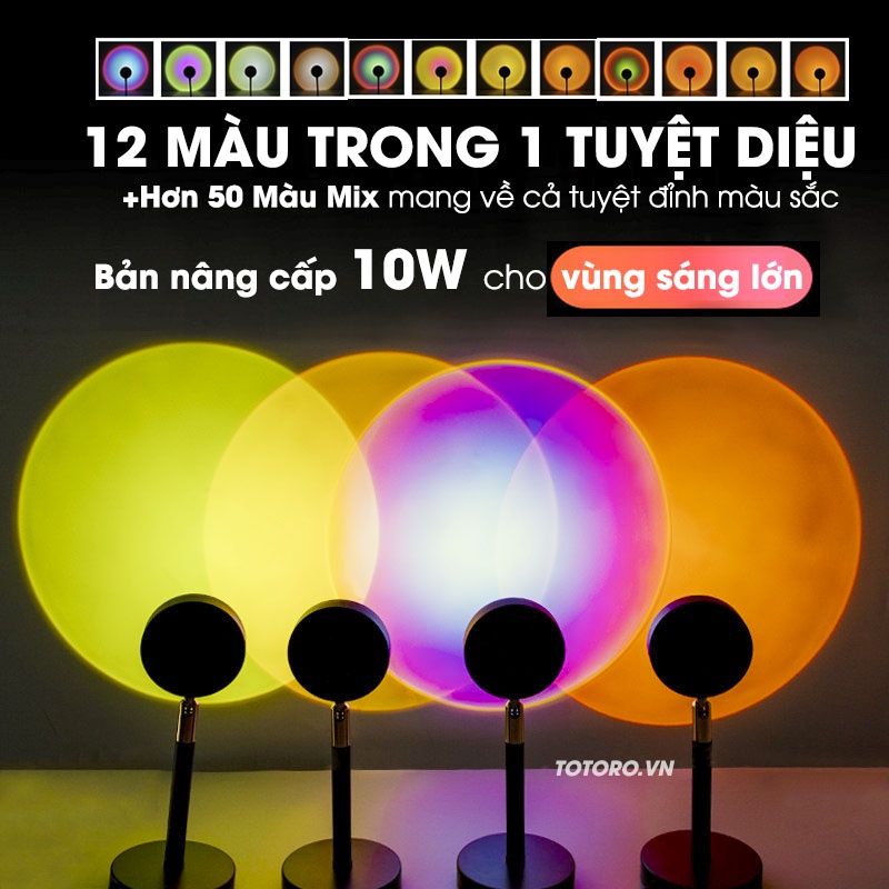 Đèn Hoàng hôn 12 Màu Trong 1 - Đèn Cầu vồng - Đèn Bình Minh - Đèn Rose Black Pink - Đèn Tiktok