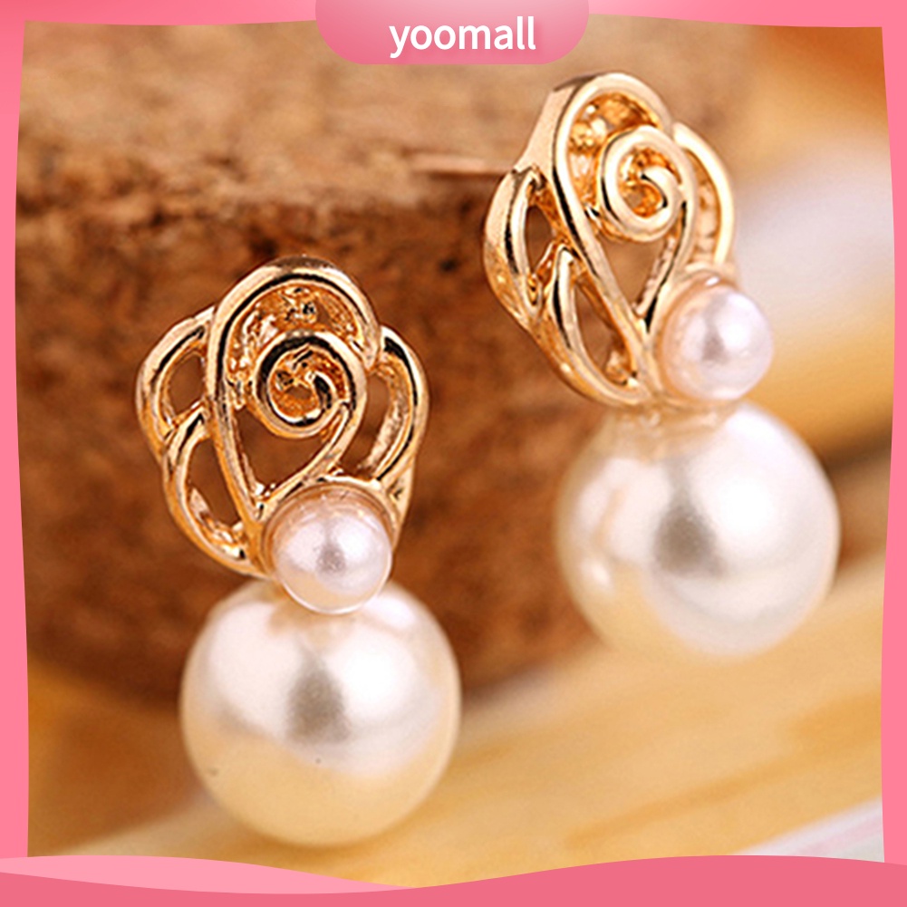 Khuyên tai nữ trang đính ngọc trai thiết kế thanh lịch