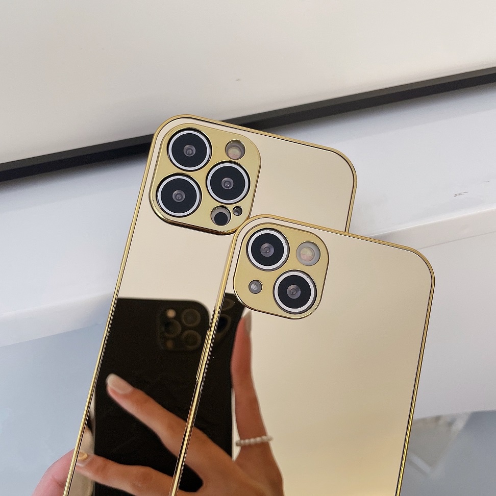 ┅❧Ốp Điện Thoại Tráng Gương Mạ Vàng Thời Trang Cho IPHONE 13 12 11 Pro Max X XR XS Max 7 8 Plus