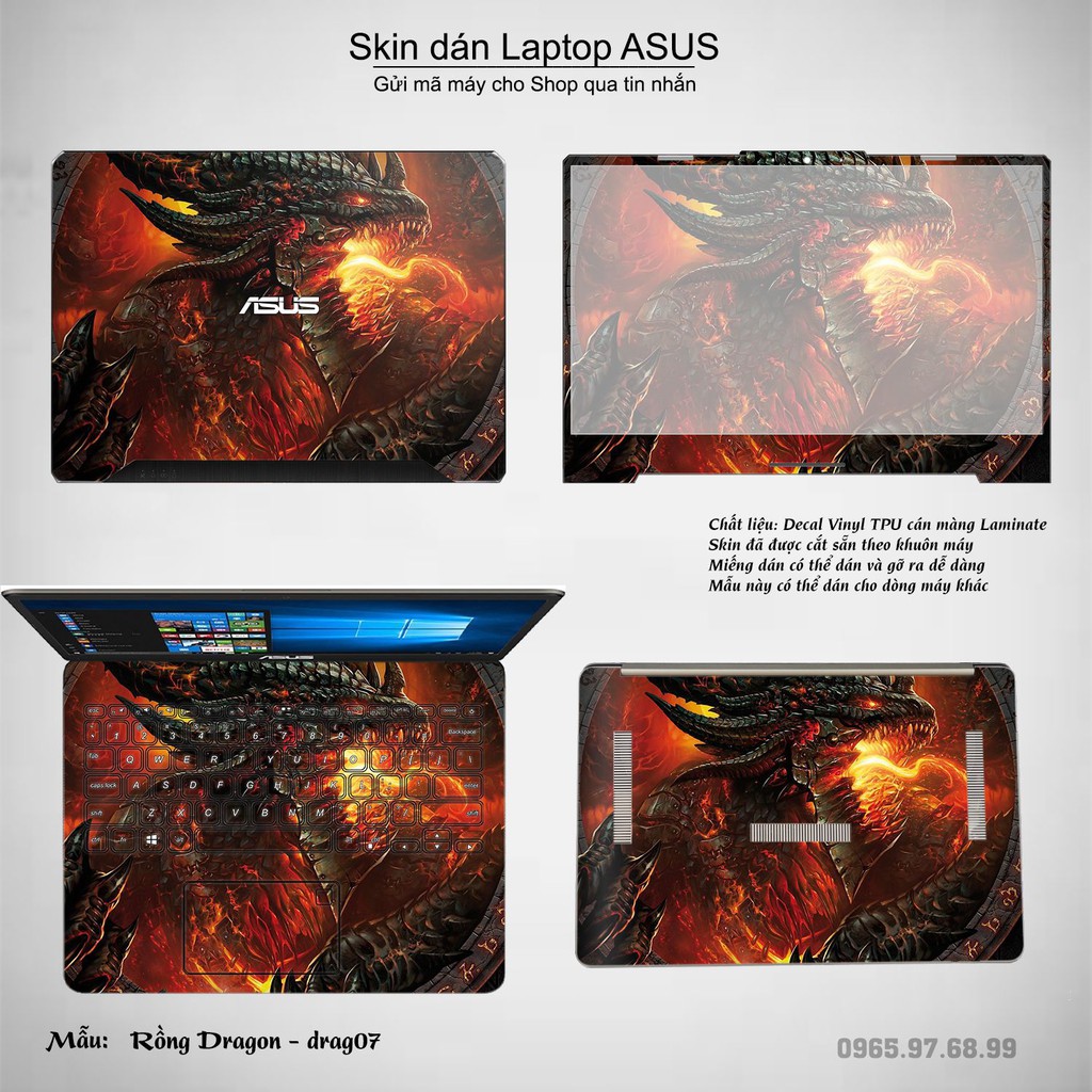 Skin dán Laptop Asus in hình rồng (inbox mã máy cho Shop)