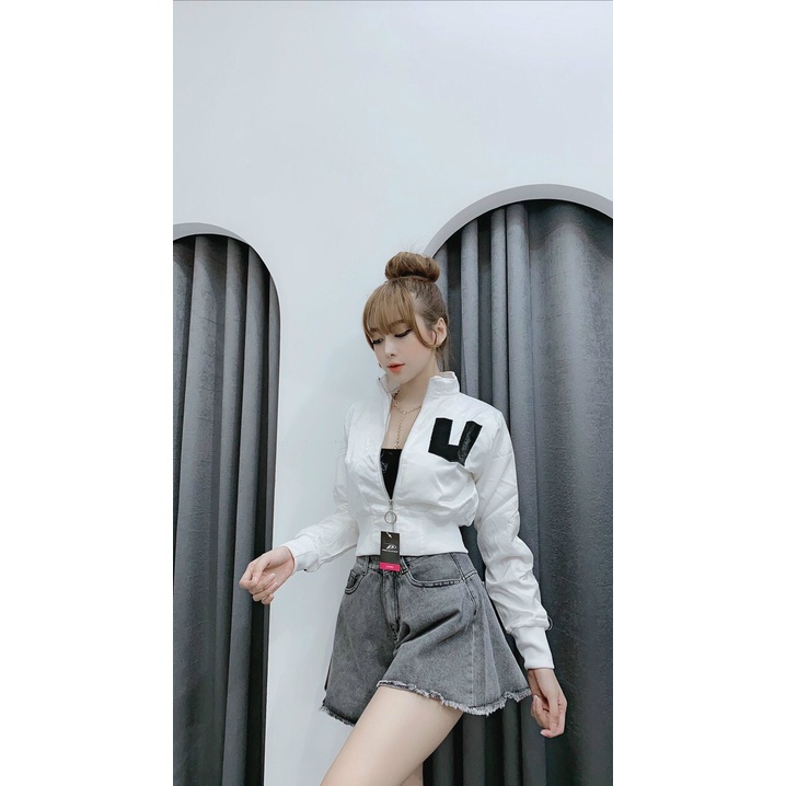 [43-55kg] Áo Khoác Kiểu Nữ Form Ngắn Cá Tính. Áo Khoác BomBer Nữ Ko Nón Vải Đẹp Có 1 Túi Trong [PU]