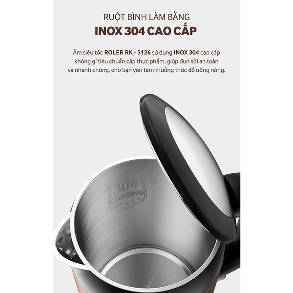 Ấm siêu tốc 1.7 Lít ROLER RK-5126