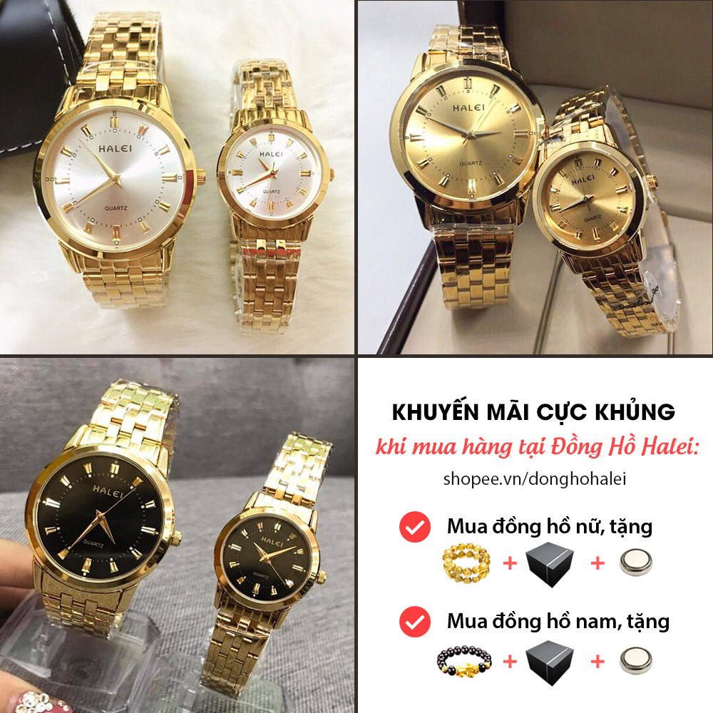 Đông hồ nam thép không gỉ đính đá mạ vàng chống nước Halei H003 - Vemz Watch | BigBuy360 - bigbuy360.vn