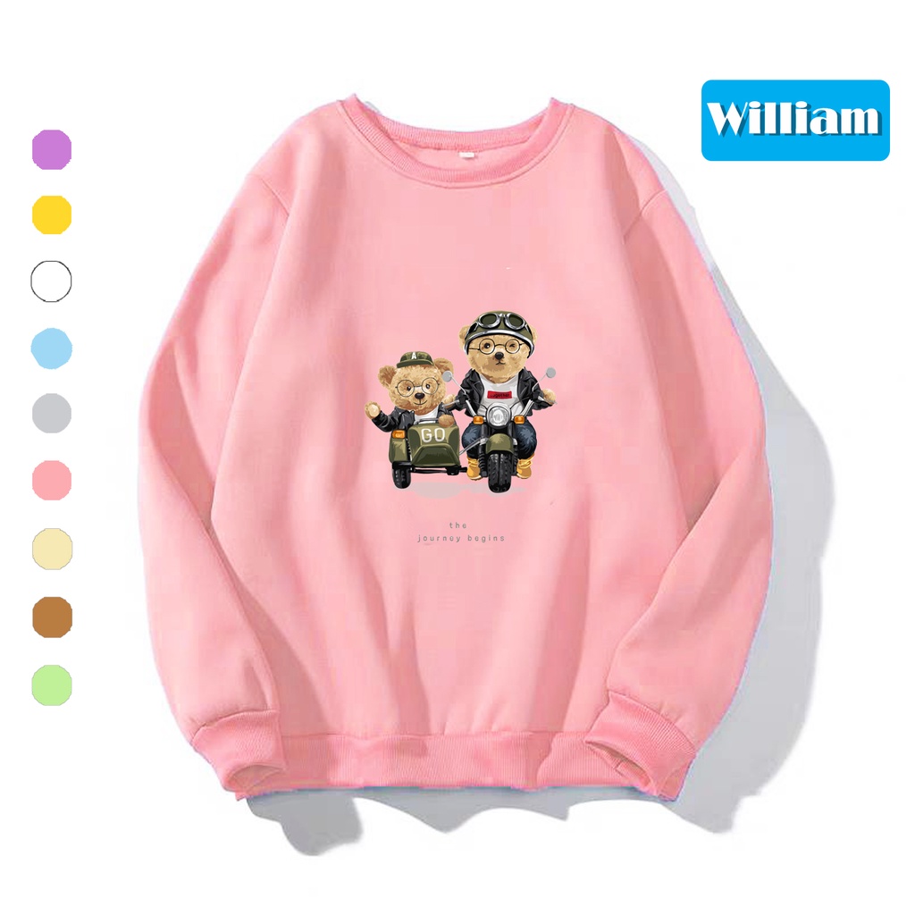 Áo sweater nam nữ in hình Gấu dễ thương chất nỉ dày dặn, hợp làm áo cặp William - DS182