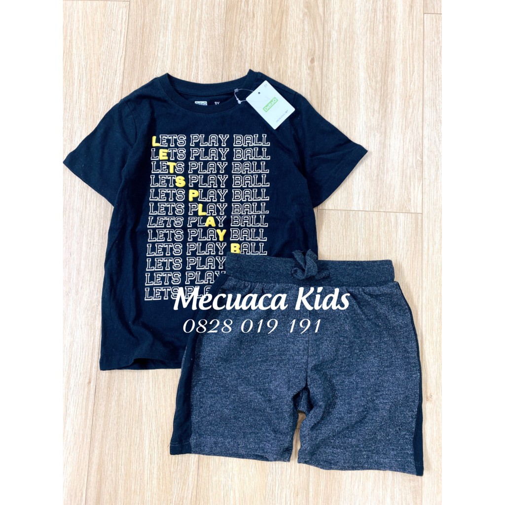 Bộ cộc tay màu đen chữ cho bé/bé trai tqxk
