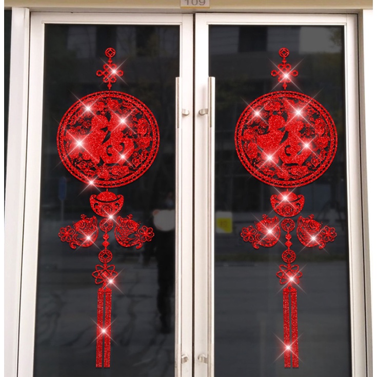 Decal hít tĩnh điện trang trí Tết - Rèm chữ Phúc nở hoa cao cấp mới