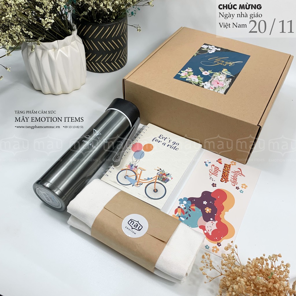 Set hộp quà tặng bình giữ nhiệt cho ngày 20/11, noel, womenday, birthday