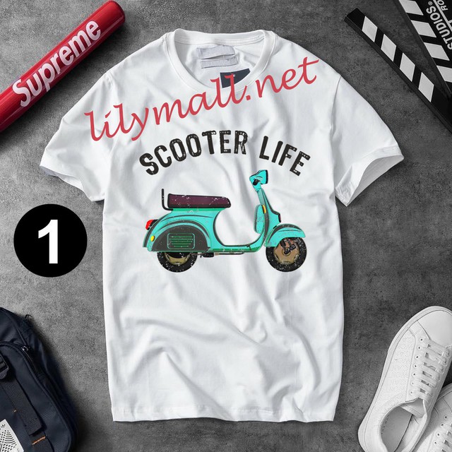 Áo thun - Vespa - Xe máy - Cartoon - Mickey - Mario - Unisex - Gia đình - LOG35 - 049