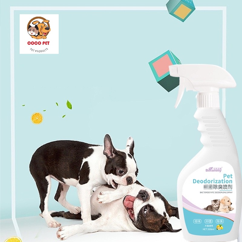 Chai Xịt Khử Mùi Hôi Và Sát Khuẩn Chuồng, Lồng, Nệm, Cát, Phân...Cho Chó Mèo Borammy 500ml Hương Chanh Thơm Mát Dịu Nhẹ