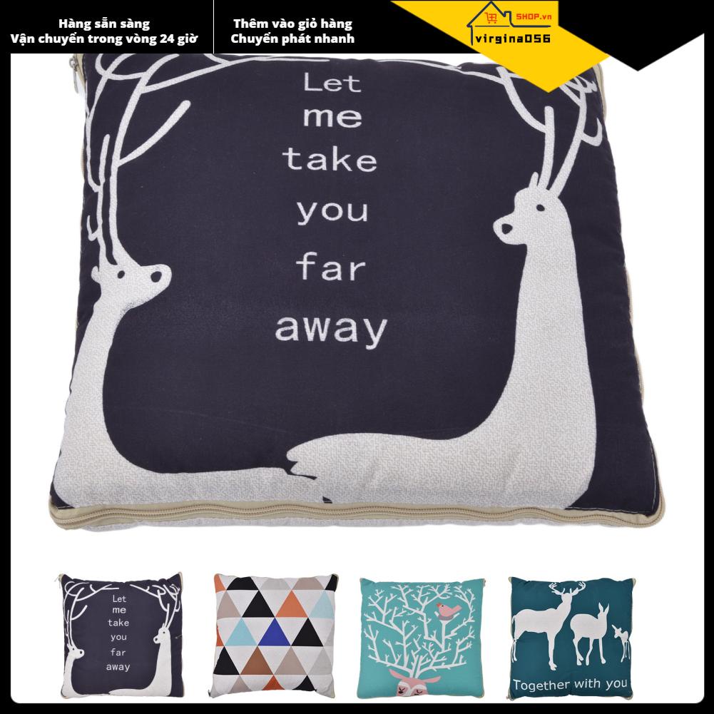 Virgina056 Cartoon Soft Pillow Polyurethane Fiber Foldable 2 in 1 Back Cushion Quilt for Home Car Use