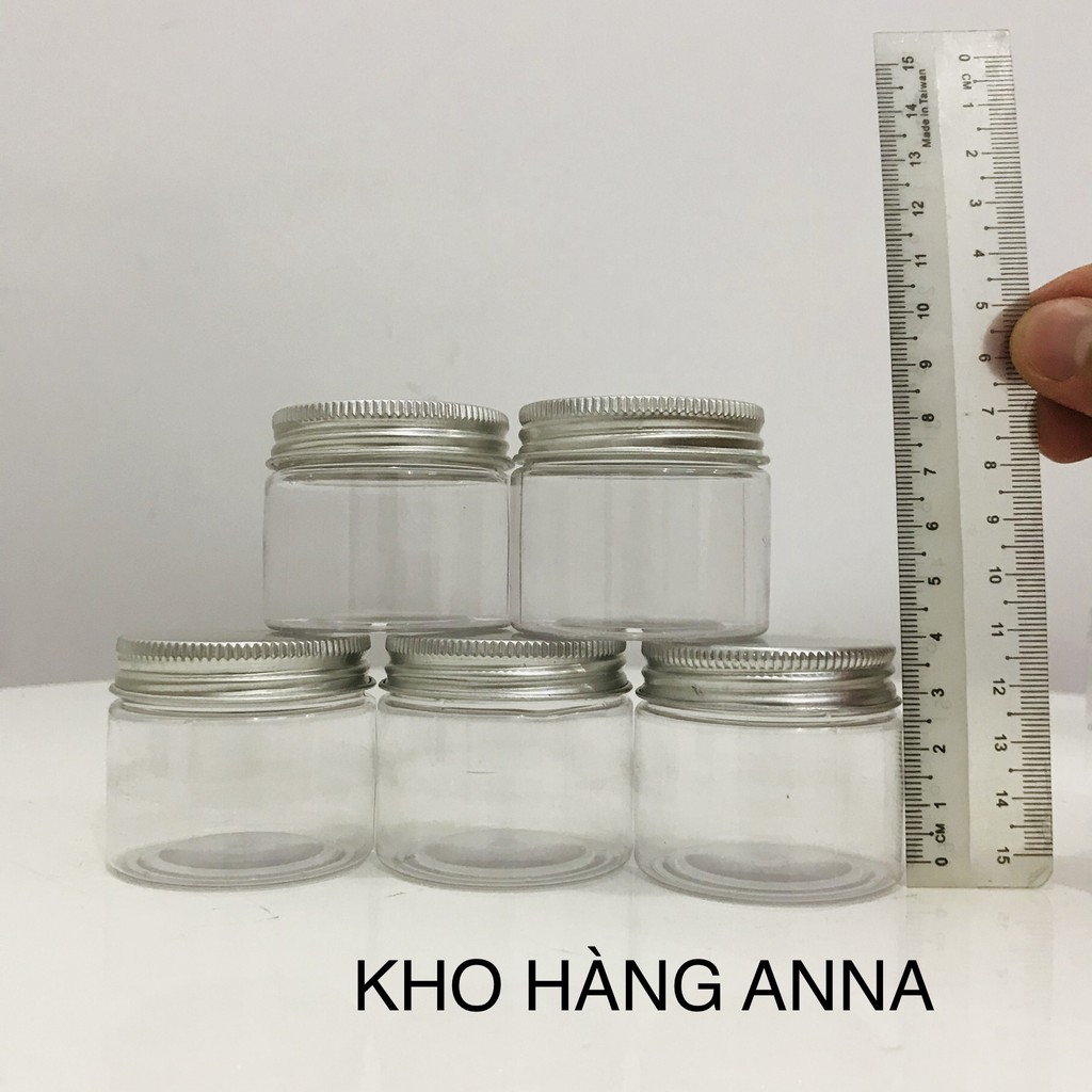 5 hủ nhựa nắp nhôm 50gr - 5 hủ pet nắp nhôm loại 50gr - 5 hủ nhựa tròn nắp nhôm thiếc
