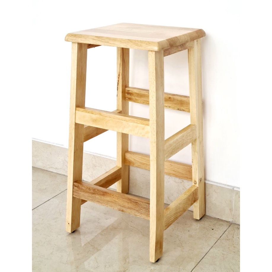 Ghế Gỗ Mặt Vuông Cao 60cm Nhiều Màu Gia Công Tỉ Mỉ, Chất Gỗ Dày - Hàng VN Xuất Khẩu
