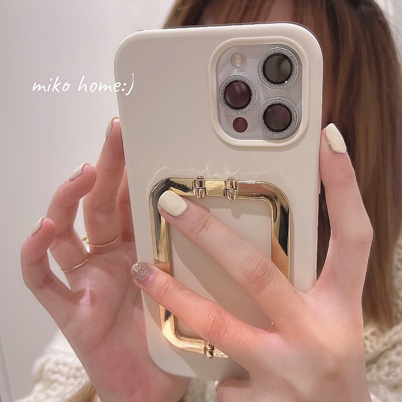 Ốp Điện Thoại Màu Trơn Có Giá Đỡ Kim Loại Sang Trọng Cho IPhone 12 13 Pro Max 11 X XS Max XR 7 8 Plus SE 2020