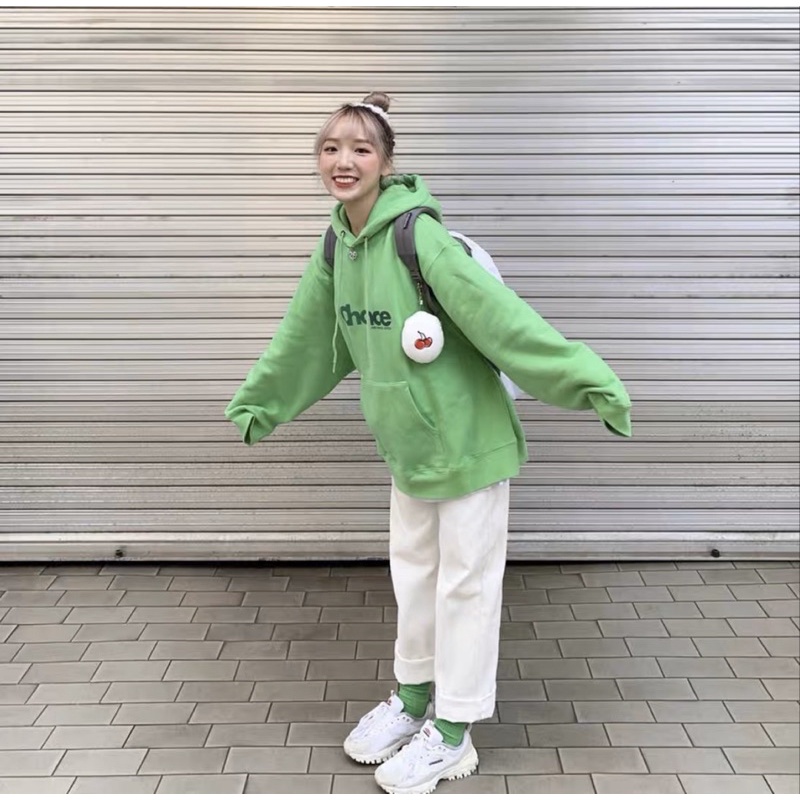 Áo Hoodie Tay Dài Túi Bụng Unisex Xanh Lá Chance