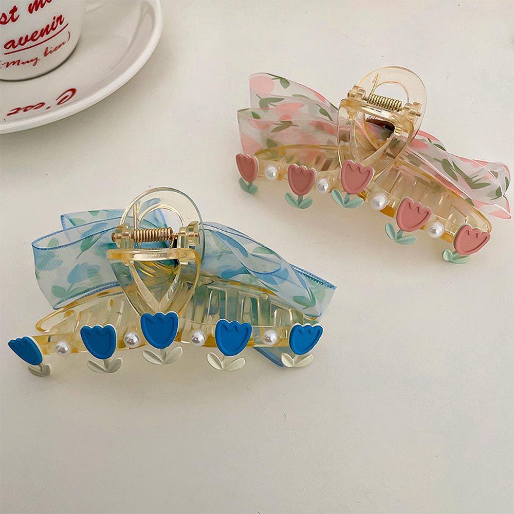Kẹp Tóc Hình Nơ / Hoa Tulip / Cá Mập Thời Trang Thanh Lịch Cho Nữ