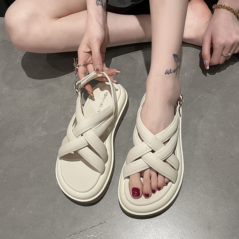 Giày Sandal Đế Dày Quai Chéo Thời Trang Đi Biển Phong Cách Mới