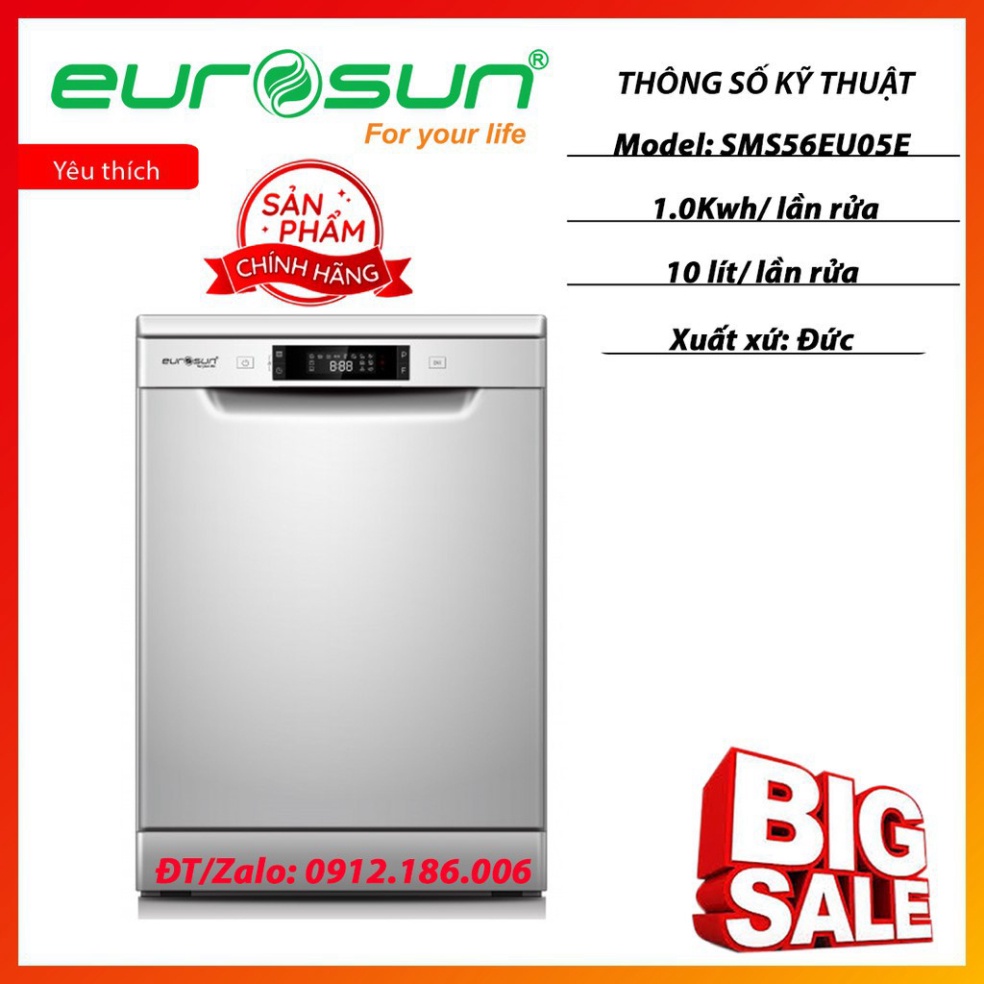 Máy rửa chén bát Eurosun SMS56EU05E - Hàng chính hãng Hàng chính hãng