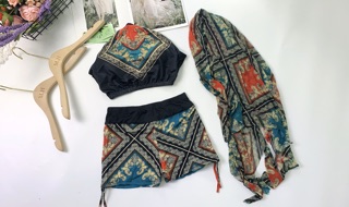 Bộ bơi 3 chi tiết( áo + quần+ khăn)