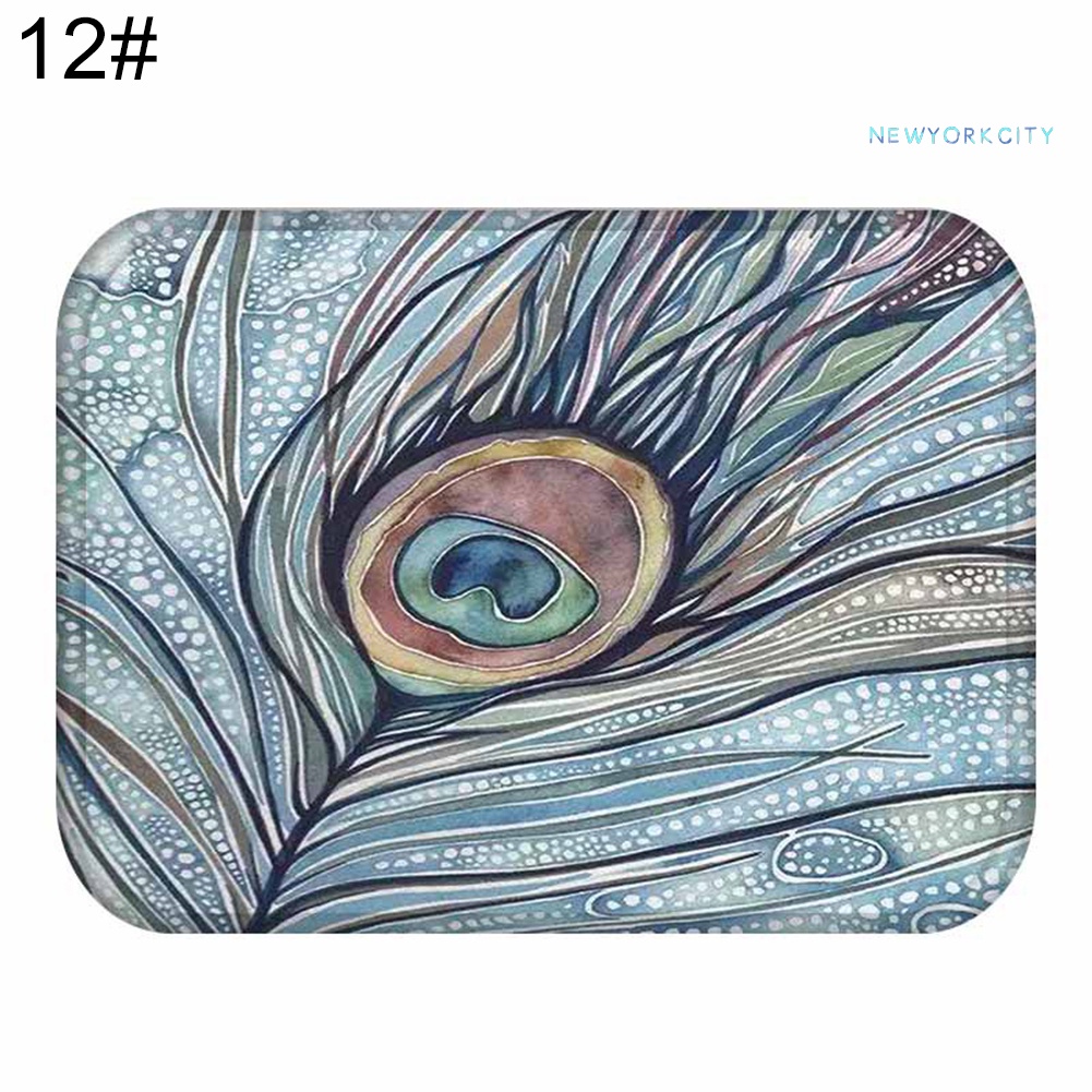 Thảm Chùi Chân Mềm Mại Chống Trượt Hình Lông Công Kích Thước 40x60cm