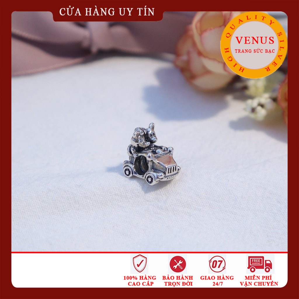 [Charm bạc 925 cao cấp] Charm Micky &amp; Minine trên xe- Mã sản phẩm VENUS107