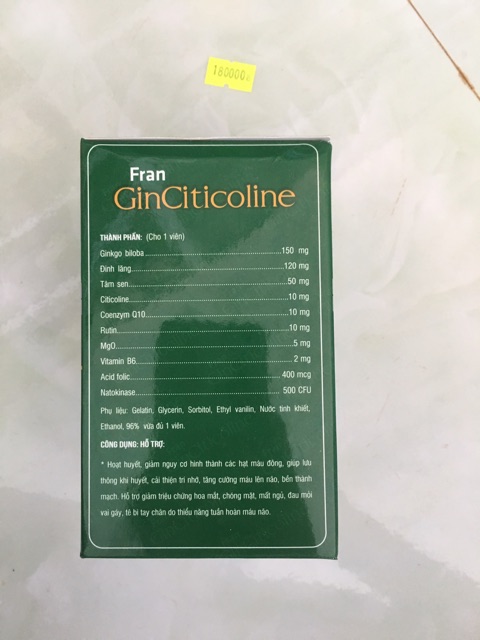 FRAN GINCITICOLINE LƯU THÔNG MÁU NÃO- NGỦ NGON HƠN-CẢI THIỆN TRÍ NHỚ