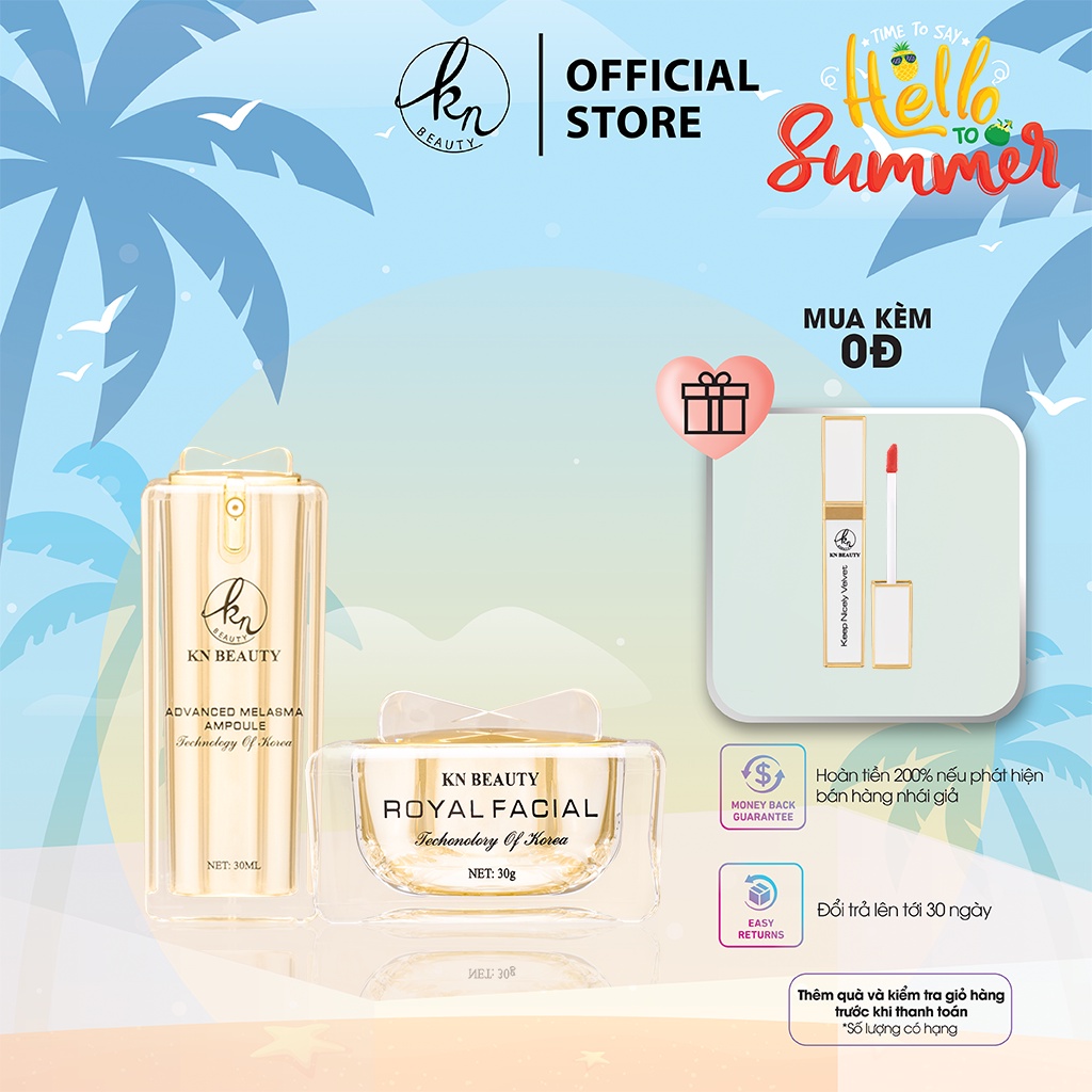 Bộ 2 sản phẩm nâng cơ trẻ hóa da Royal KN Beauty: Tinh chất dưỡng 30ml + Kem Dưỡng 30gr